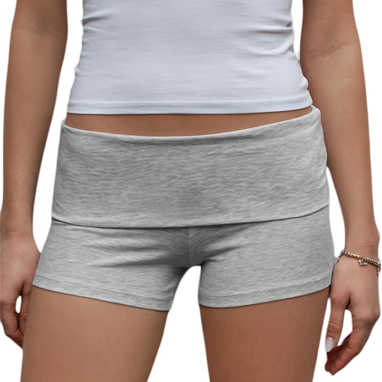 Summer Slim Yoga Shorts – Women’s Casual Fold-Over Lounge Shorts