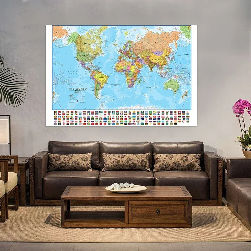 150x100cm World Map Wall Art Poster