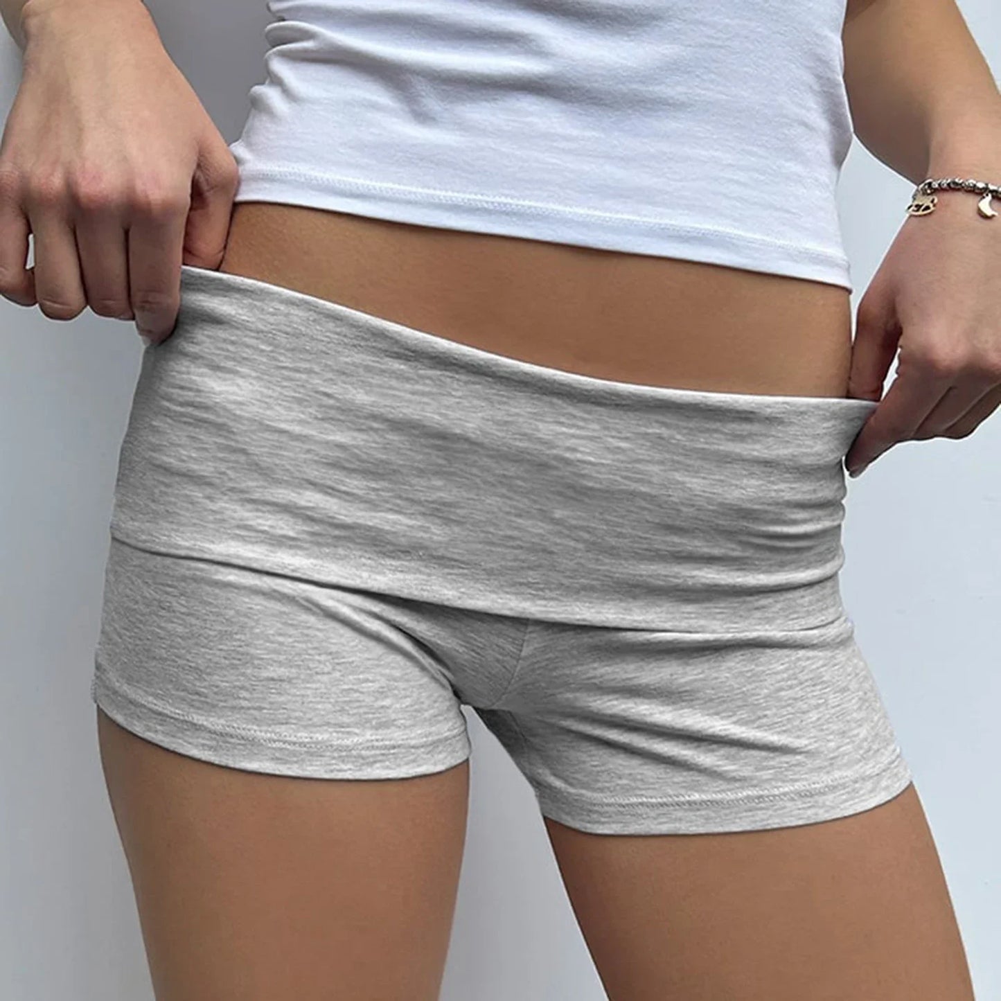 Summer Slim Yoga Shorts – Women’s Casual Fold-Over Lounge Shorts