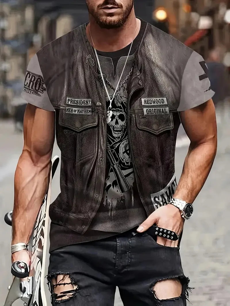 Men’s 3D Printed Fake Jacket T-Shirt