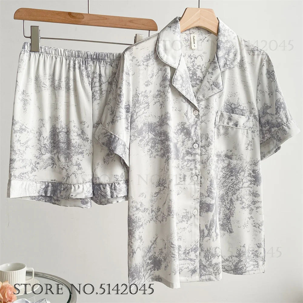 Women’s Floral Satin Pajama Set