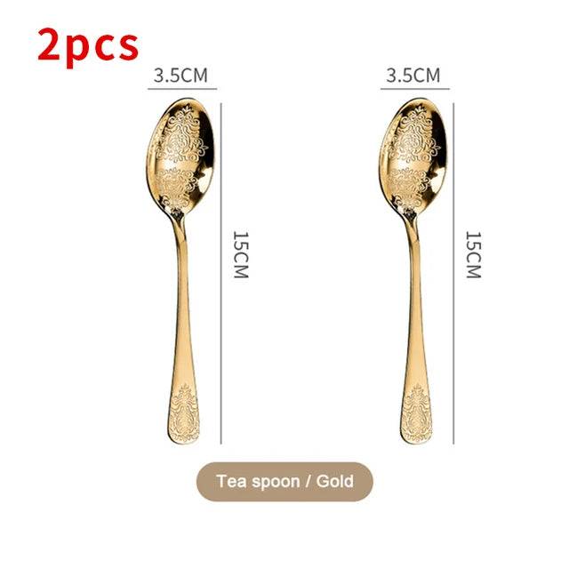 Gold Cutlery Set Stainless Steel Fork Spoons Knife Tableware Kit