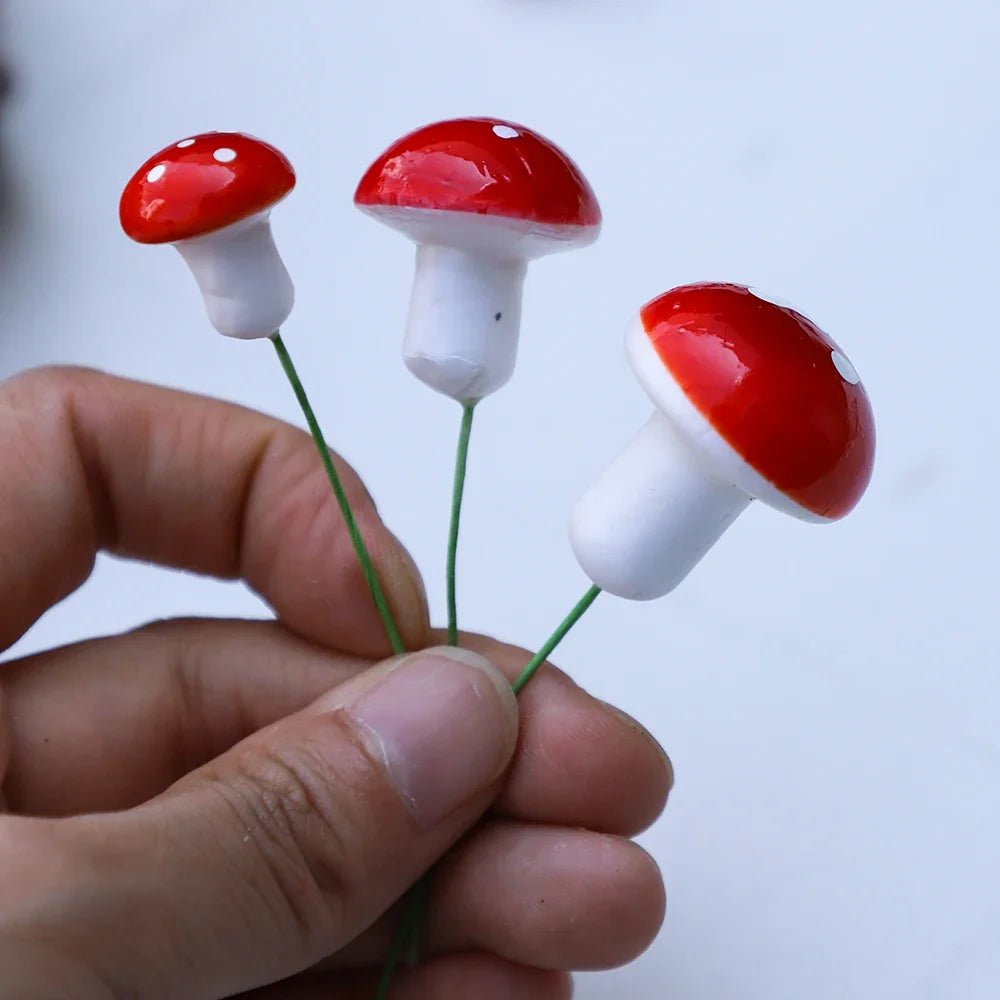 Artificial Mini Resin Mushroom 20Pcs