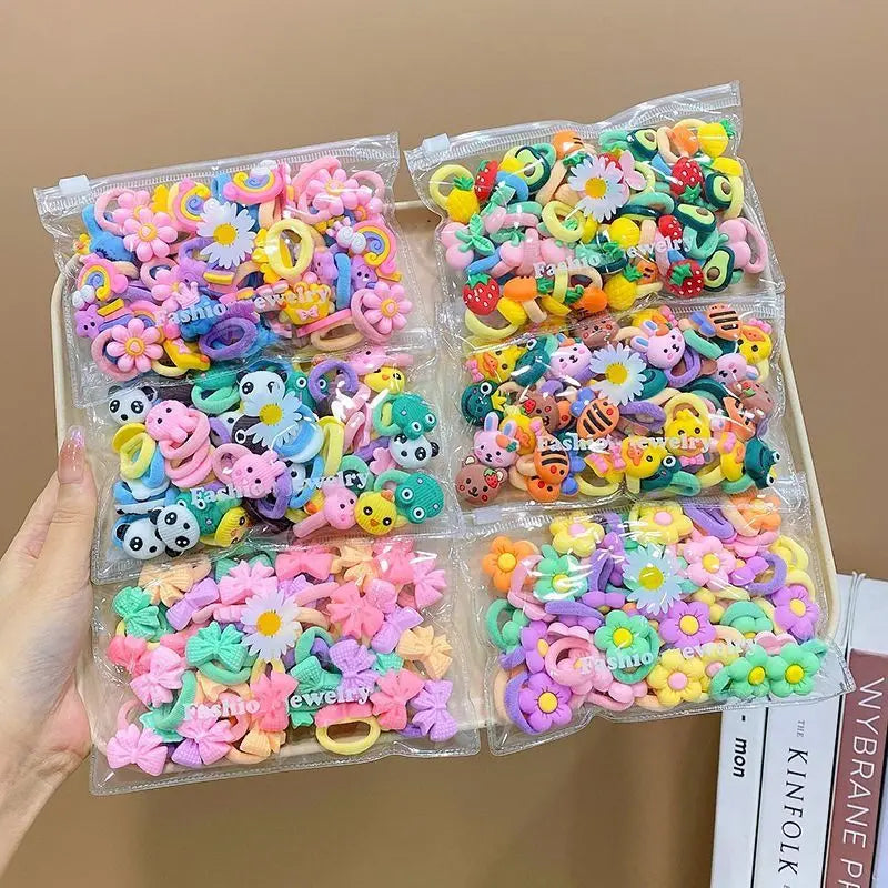 10/20Pcs Cute Cartoon Elastic Hair Bands