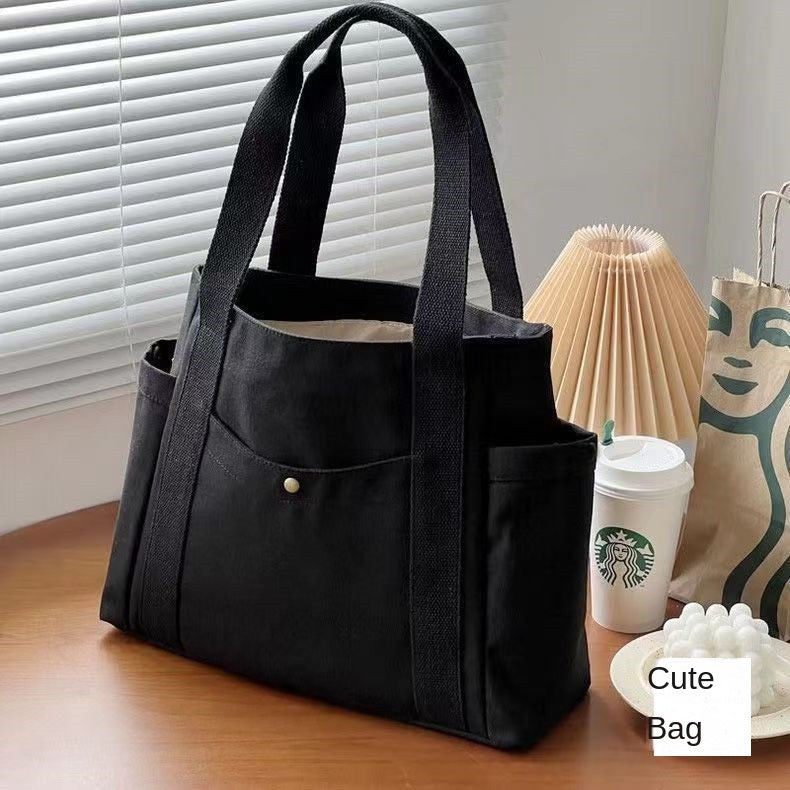 Large Capacity Canvas Solid Letter Tote Bag