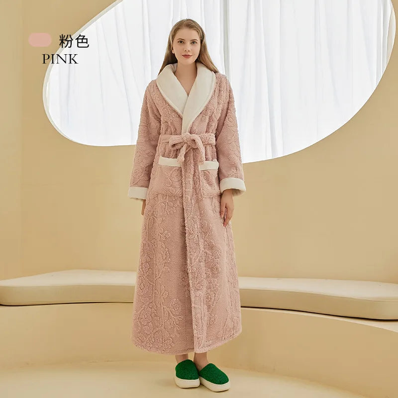 Thick Flannel Jacquard Couple Bathrobe