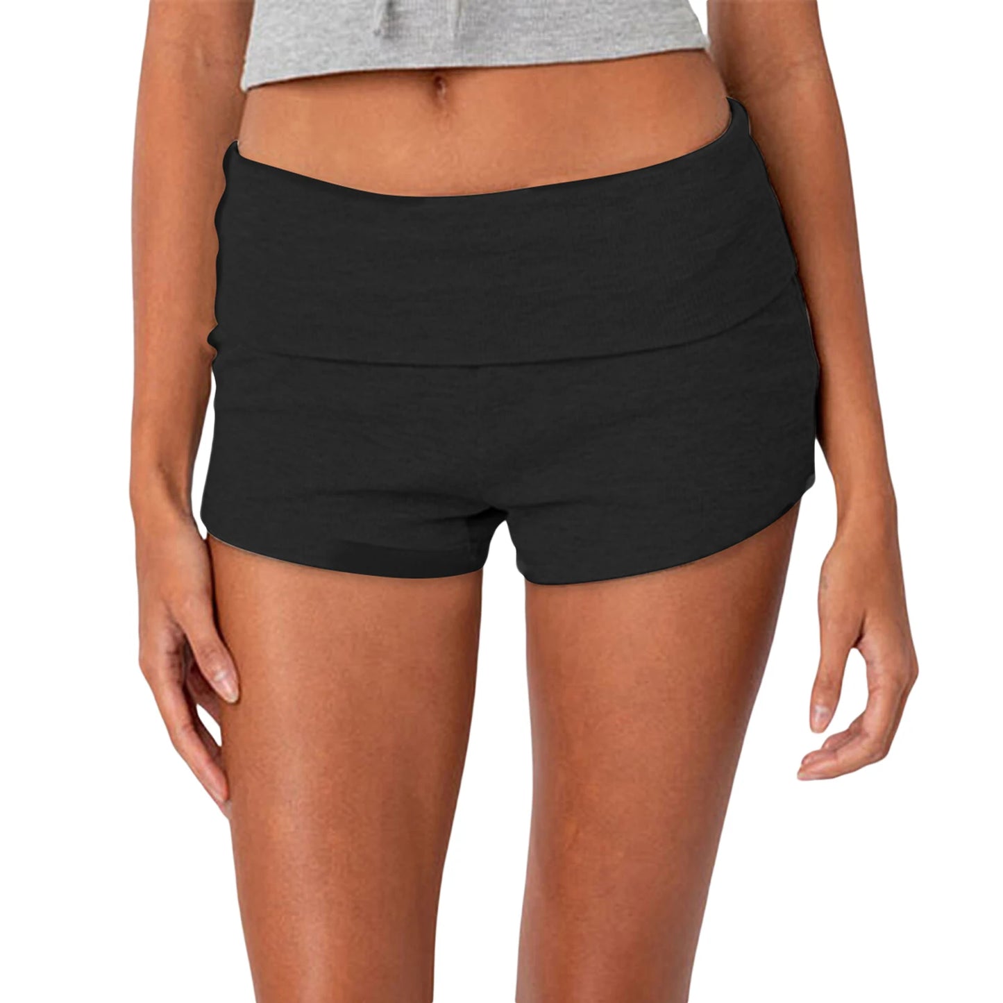 Summer Slim Yoga Shorts – Women’s Casual Fold-Over Lounge Shorts