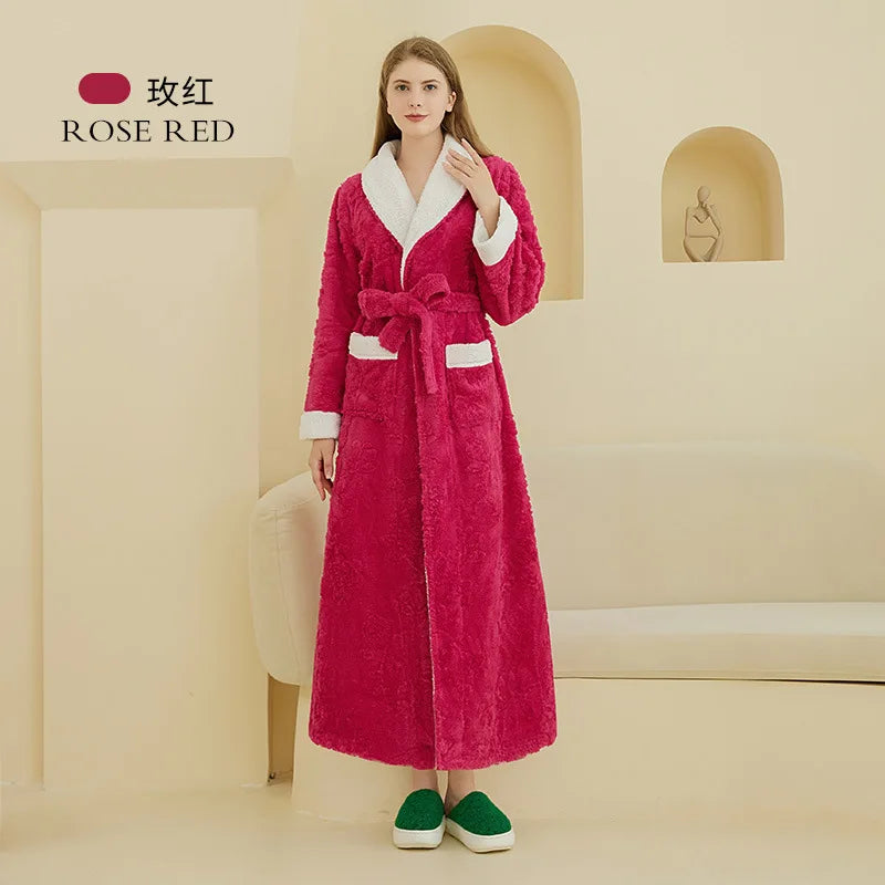 Thick Flannel Jacquard Couple Bathrobe