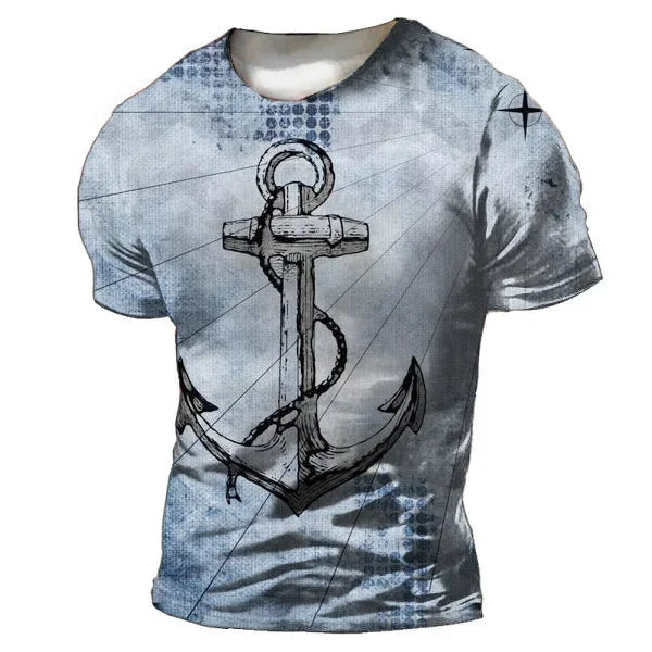Vintage Men’s Compass Print T-Shirt