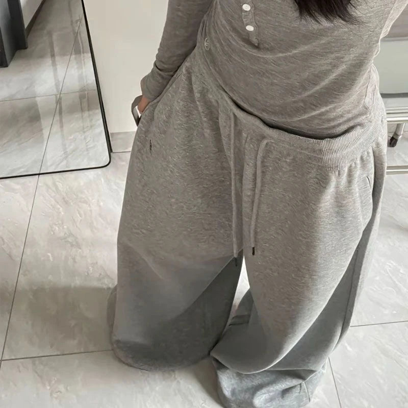 2025 Y2K Vintage Baggy Sweatpants for Women – Korean Style Wide-Leg Streetwear Trousers