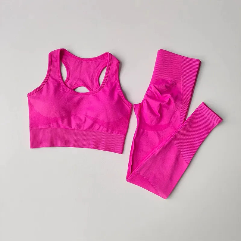 Women’s Seamless Fitness Set – Sports Bra & High-Waist Leggings