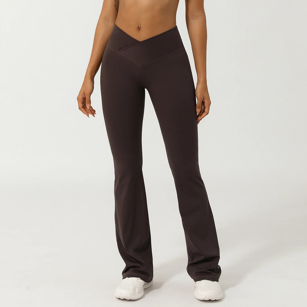 Flare Yoga Pants with Cross Waist – Booty-Lifting, Wide-Leg Activewear Leggings for Workout & Everyday Wear