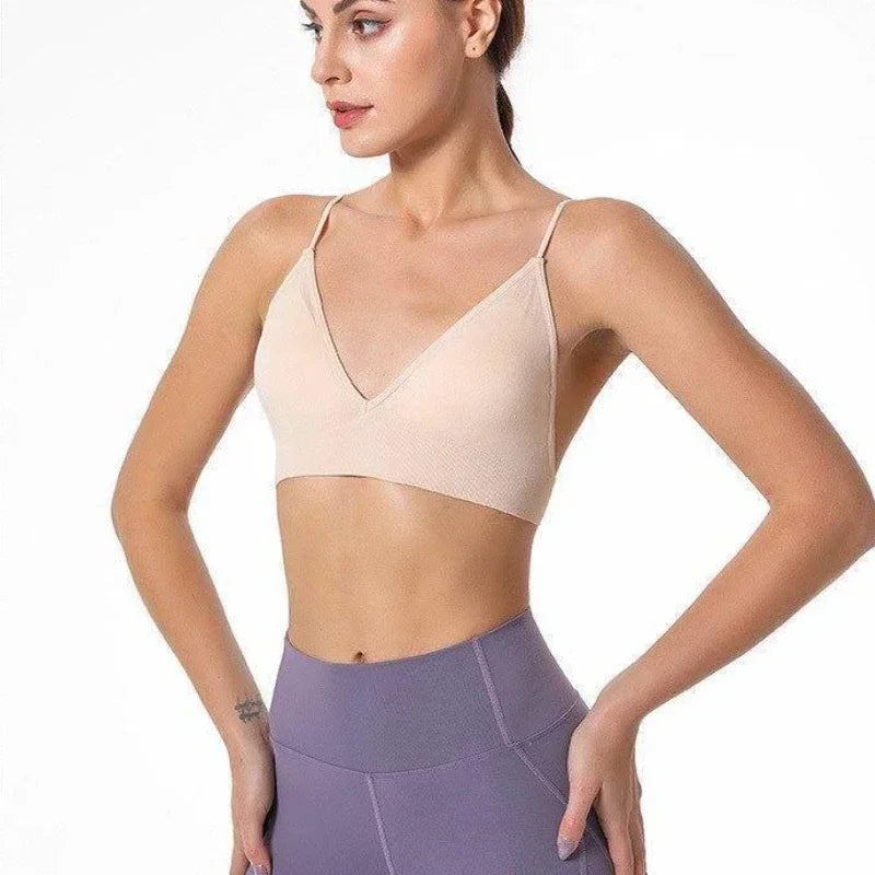 V-Neck Seamless Triangle Cup Bra Camisole