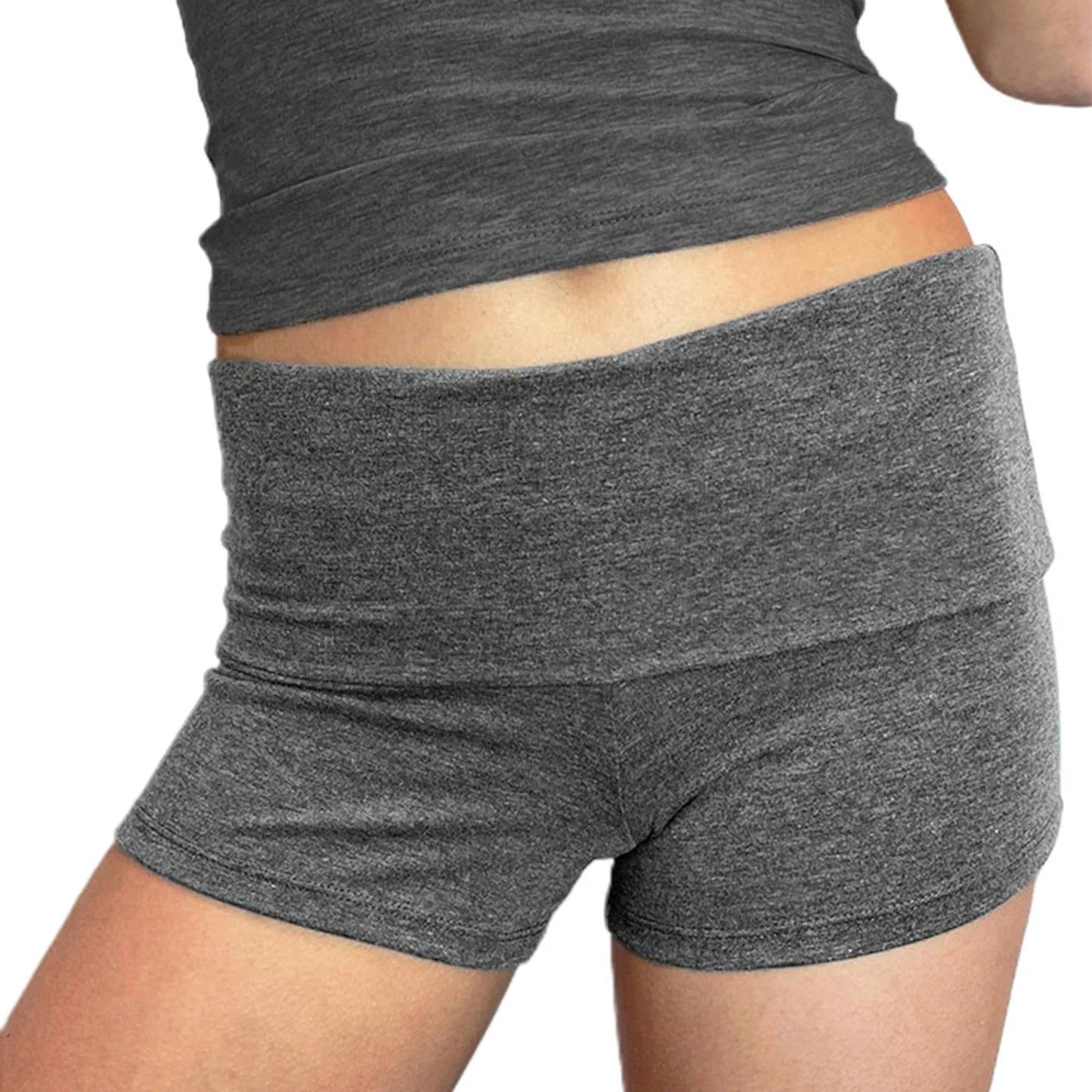 Summer Slim Yoga Shorts – Women’s Casual Fold-Over Lounge Shorts