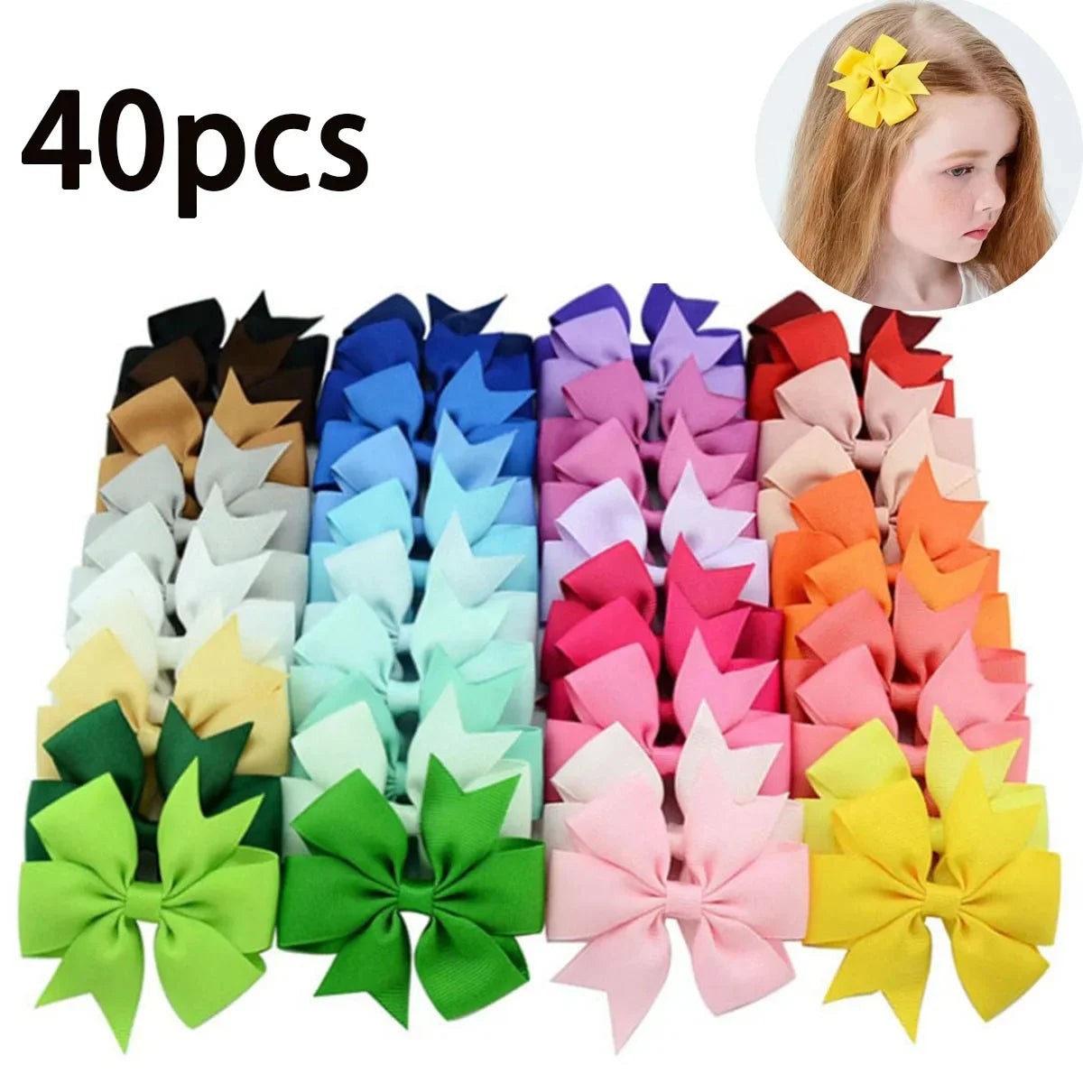 20/40PCS Candy Color Bow Hair Clip Set