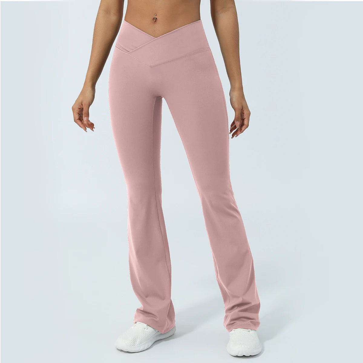 Flare Yoga Pants with Cross Waist – Booty-Lifting, Wide-Leg Activewear Leggings for Workout & Everyday Wear