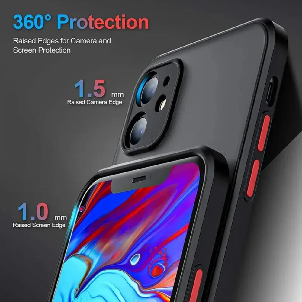 Shockproof Armor Matte Case for iPhone 16 / 15 / 14 Plus / 13 / 12 / 11 Pro Max