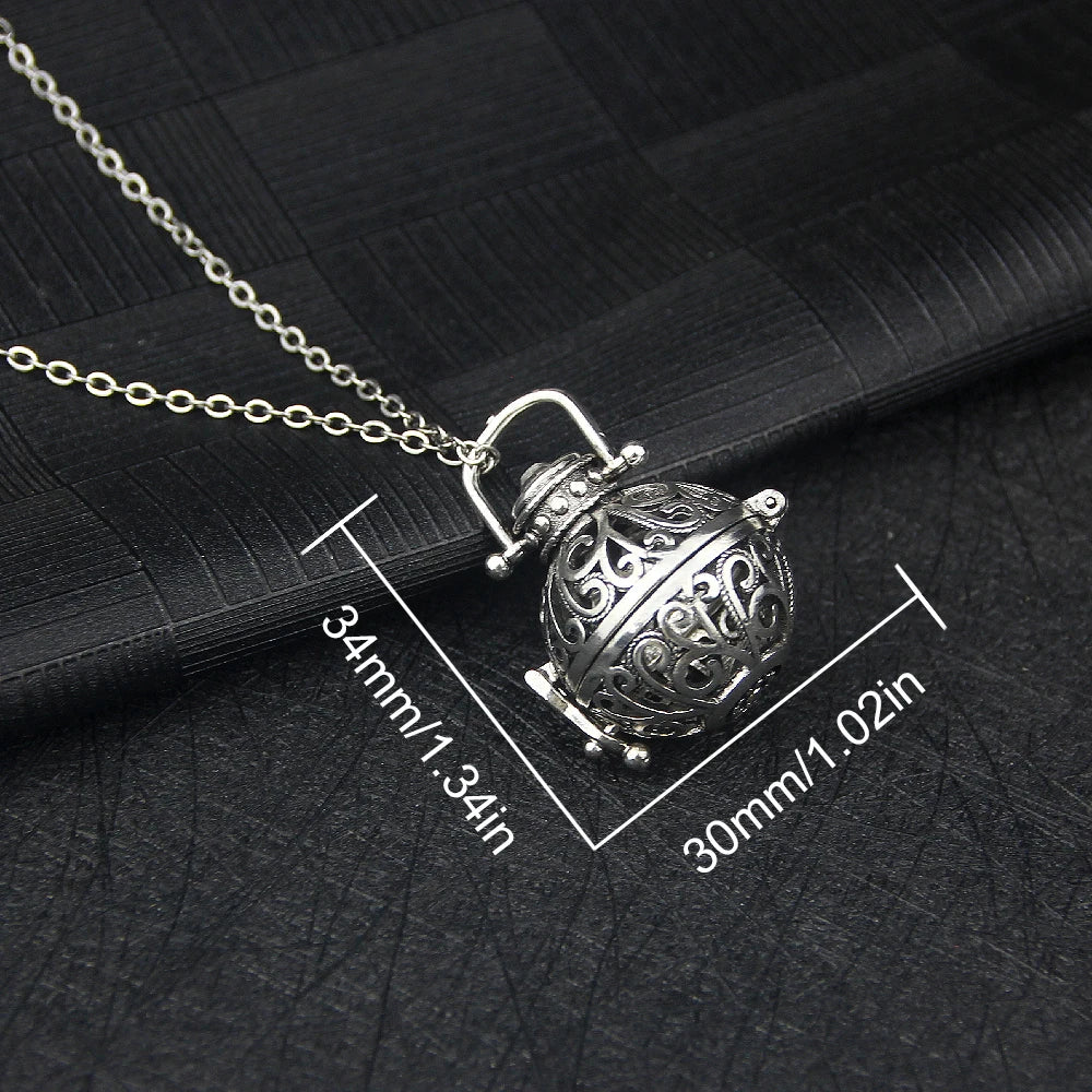 Vintage Hollow Flower Cremation Jewelry Necklace