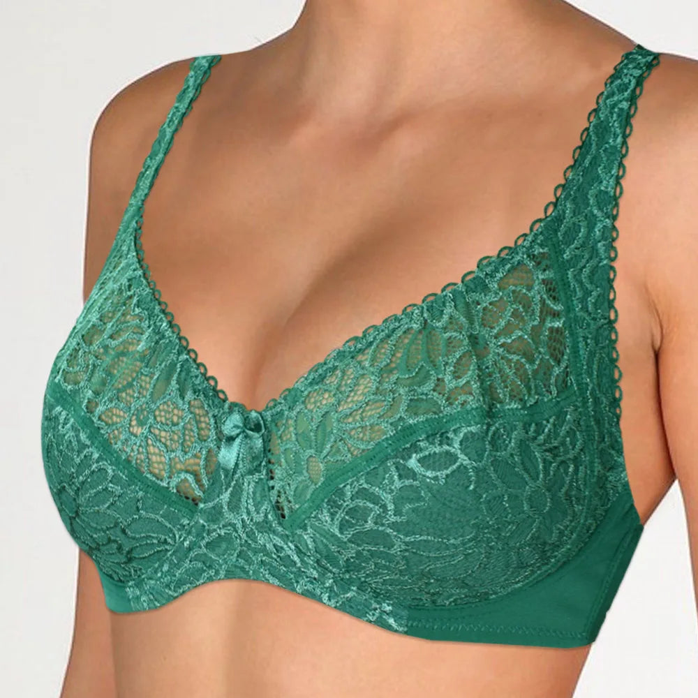 Plus Size Lace Underwire Bra – Sexy Sheer Lingerie Top (C–F Cup)