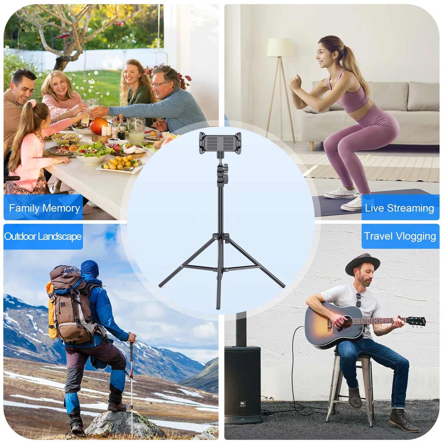 Adjustable Tripod Floor Tablet Stand