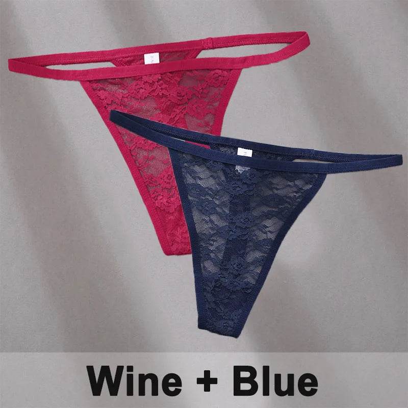 2PCS Sexy Lace G-String Panties