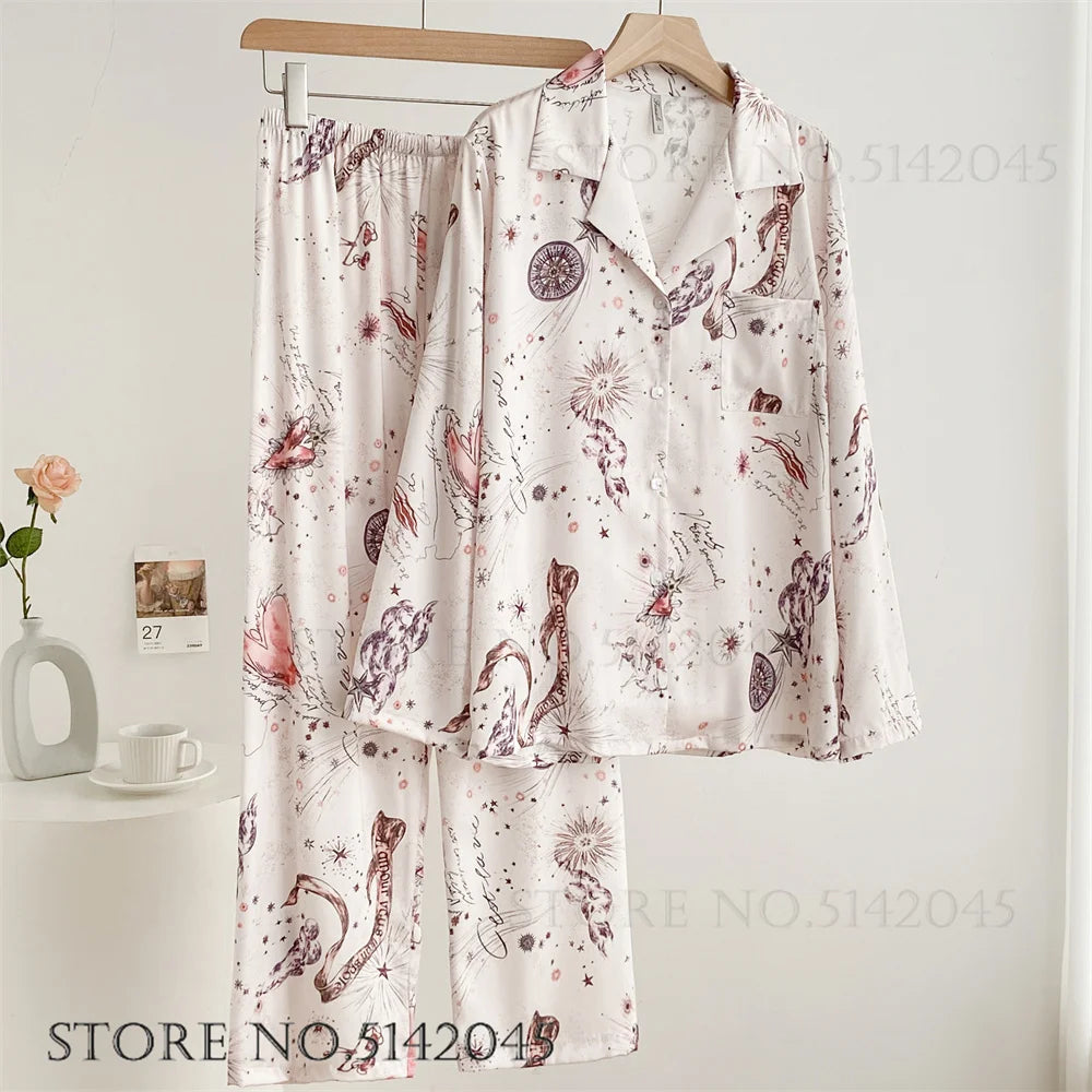Women’s Floral Satin Pajama Set