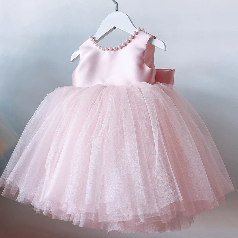 Backless Sleeveless Princess Dress with Pearls