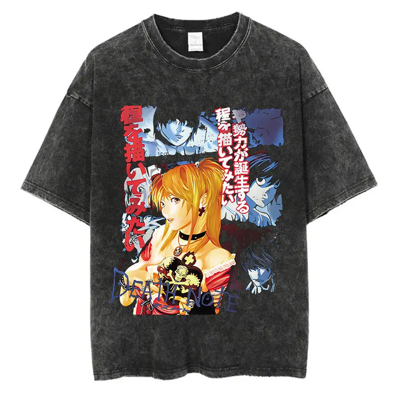 Harajuku Vintage Washed Death Note T-Shirt