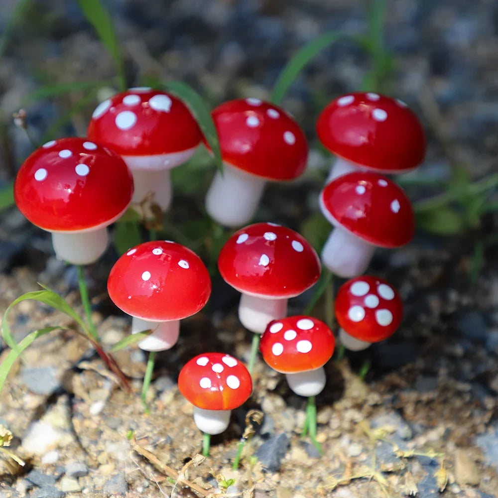 Artificial Mini Resin Mushroom 20Pcs