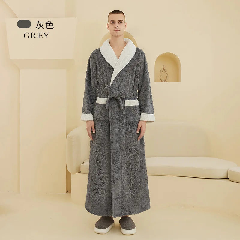 Thick Flannel Jacquard Couple Bathrobe