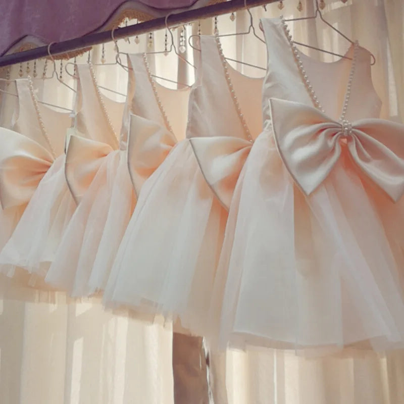 Backless Sleeveless Princess Dress with Pearls