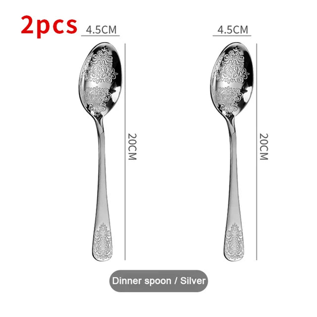 Gold Cutlery Set Stainless Steel Fork Spoons Knife Tableware Kit