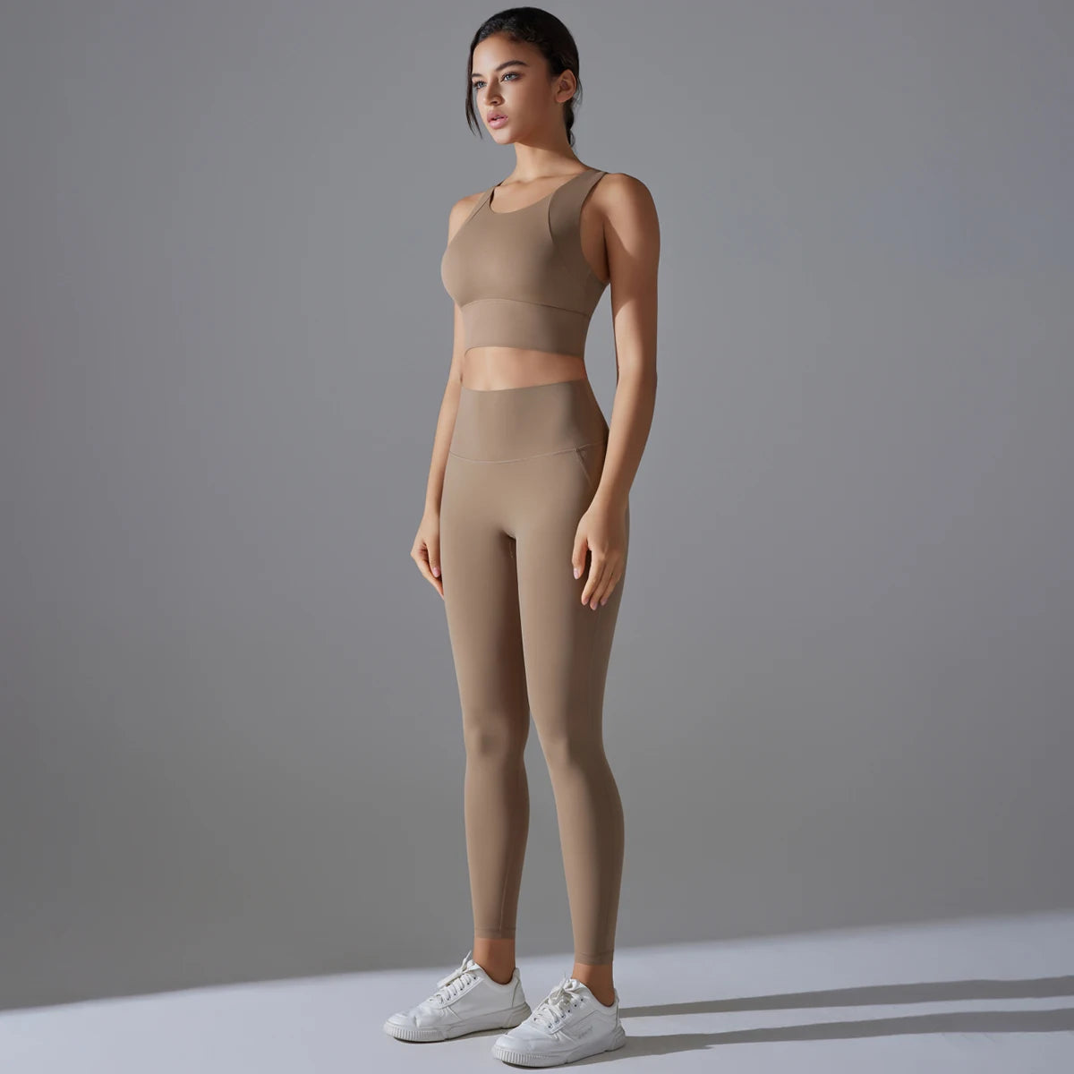 Women’s Yoga & Fitness Set – Shockproof Sports Bra + High-Waist Leggings