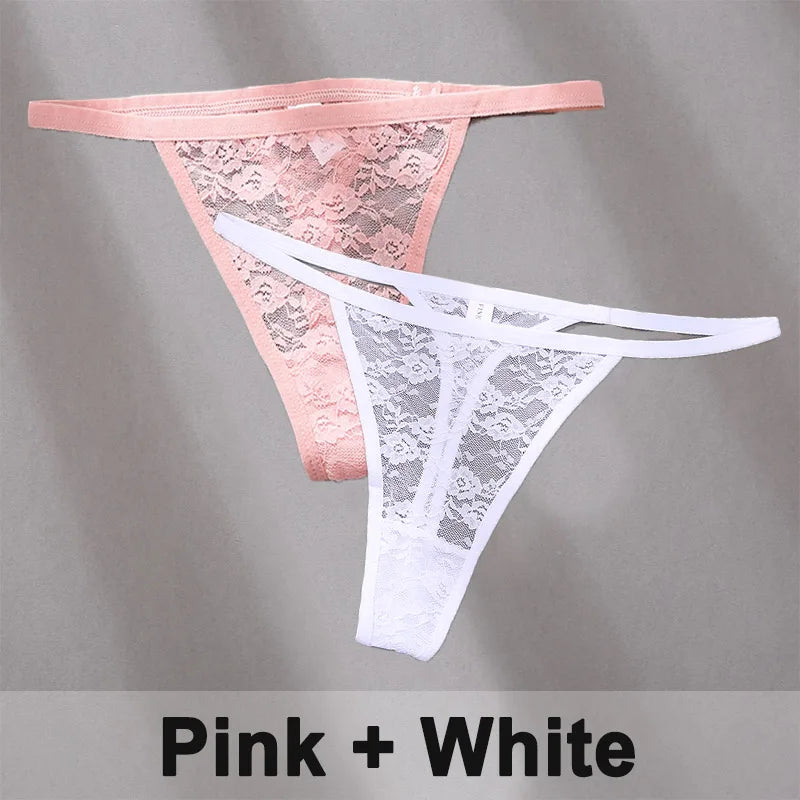 2PCS Sexy Lace G-String Panties