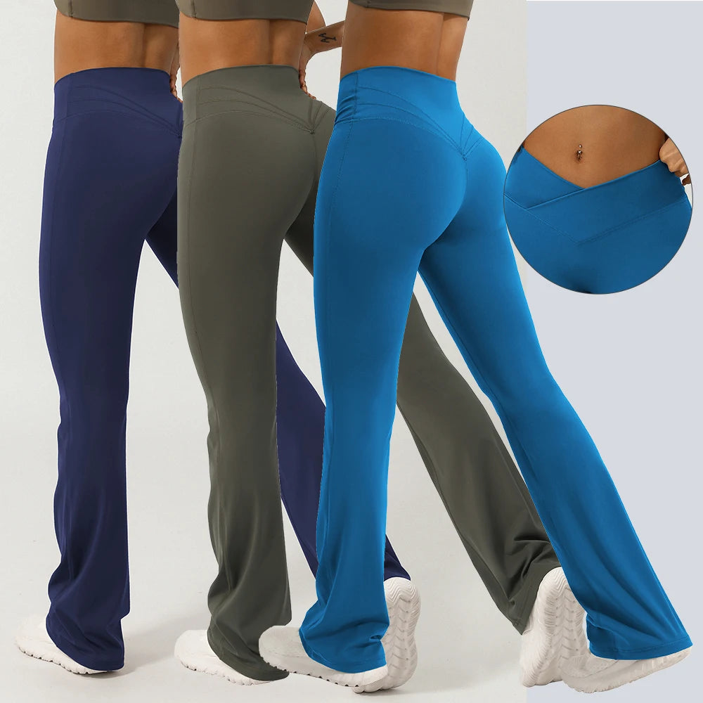 Flare Yoga Pants with Cross Waist – Booty-Lifting, Wide-Leg Activewear Leggings for Workout & Everyday Wear