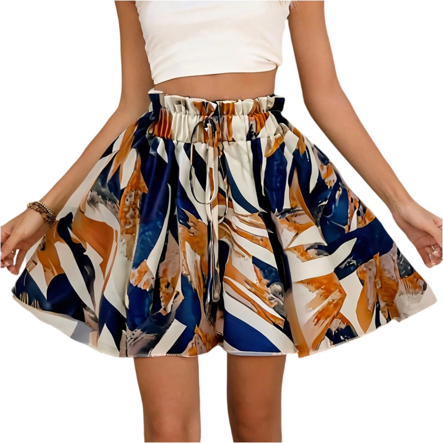 Women’s Bohemian High-Waist Drawstring Shorts – Lightweight & Comfortable