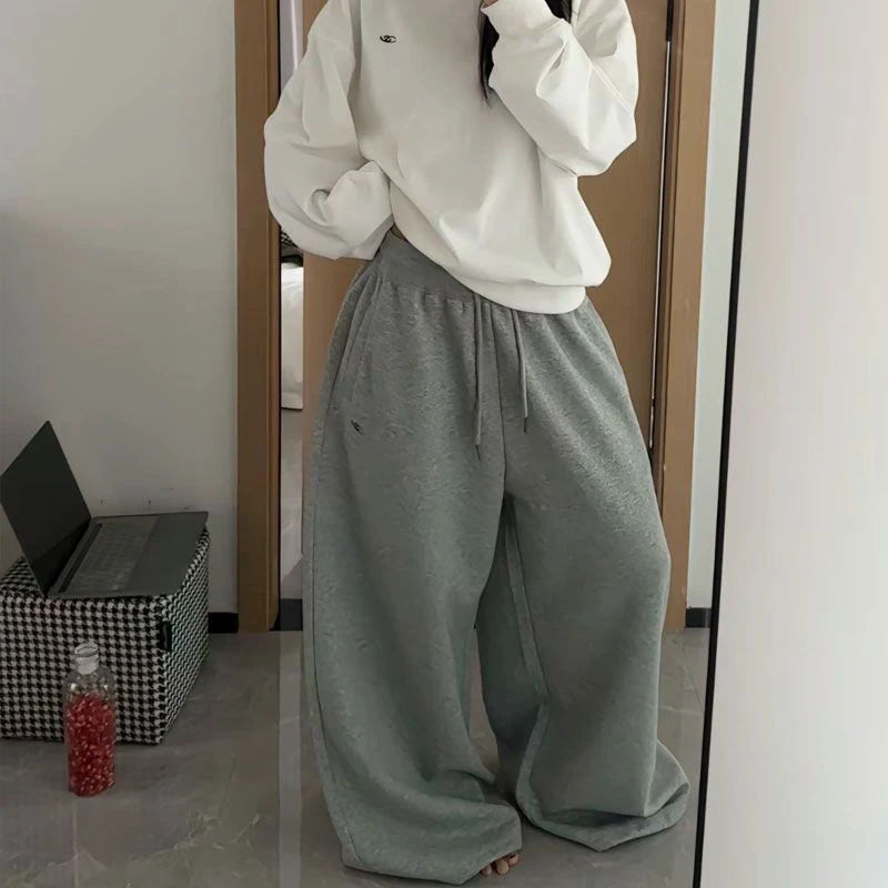 2025 Y2K Vintage Baggy Sweatpants for Women – Korean Style Wide-Leg Streetwear Trousers