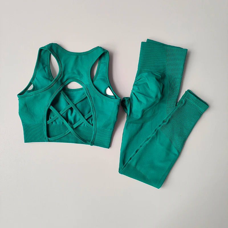 Women’s Seamless Fitness Set – Sports Bra & High-Waist Leggings