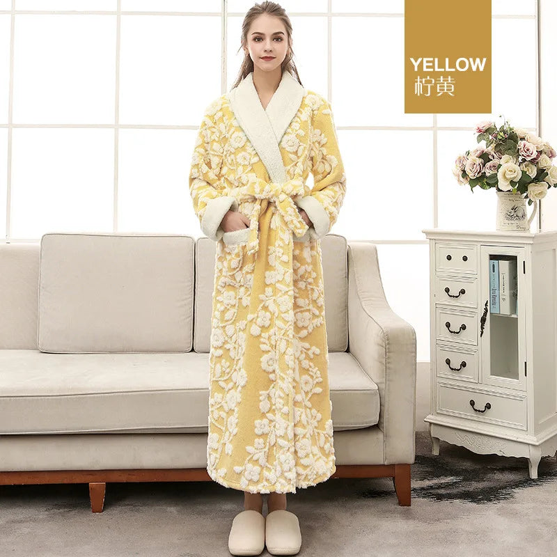 Thick Flannel Jacquard Couple Bathrobe