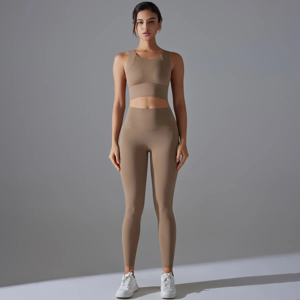 Women’s Yoga & Fitness Set – Shockproof Sports Bra + High-Waist Leggings