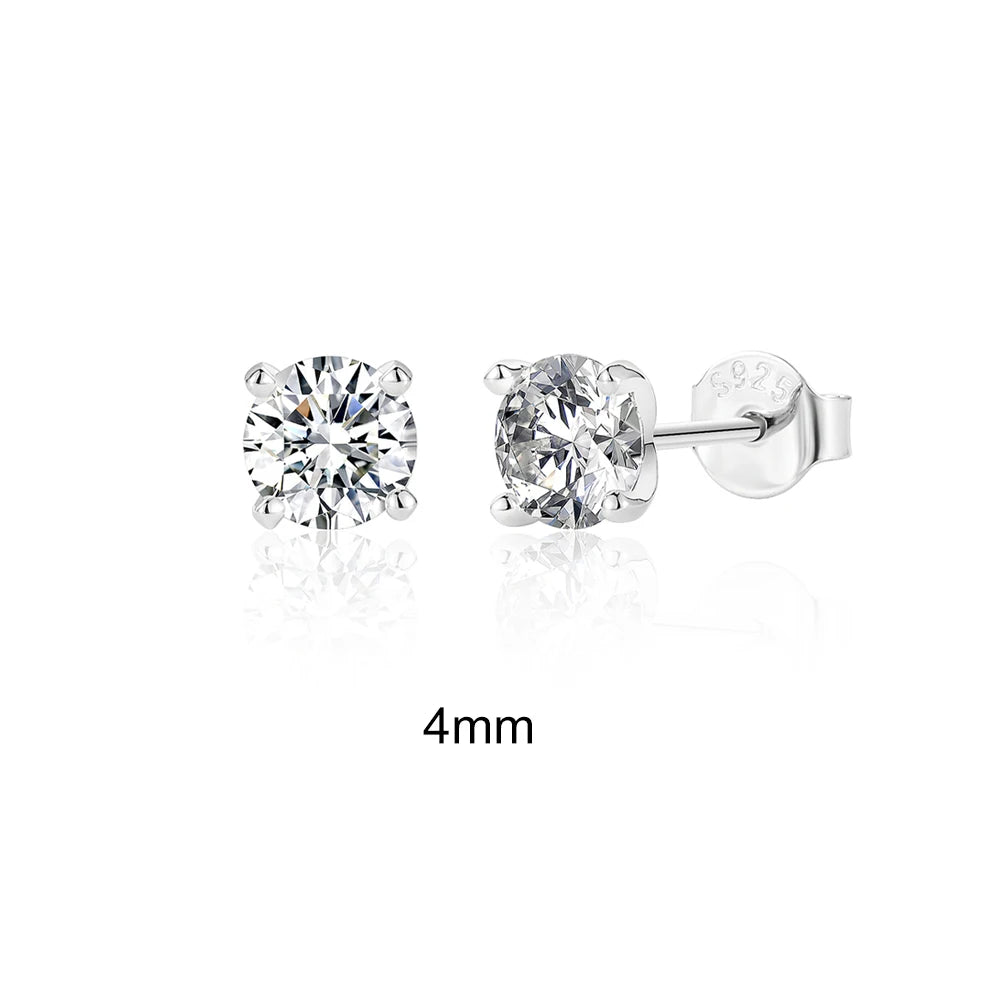 0.5–1.2 Carat D Color Moissanite Ear Stud Earrings for Women