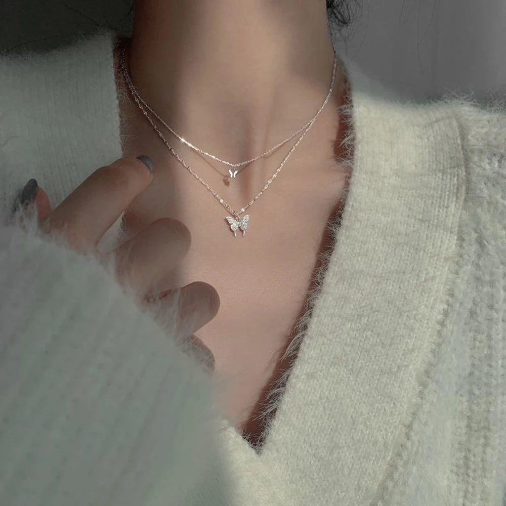 SUMENG 2025 Double Layer Star & Moon Necklace
