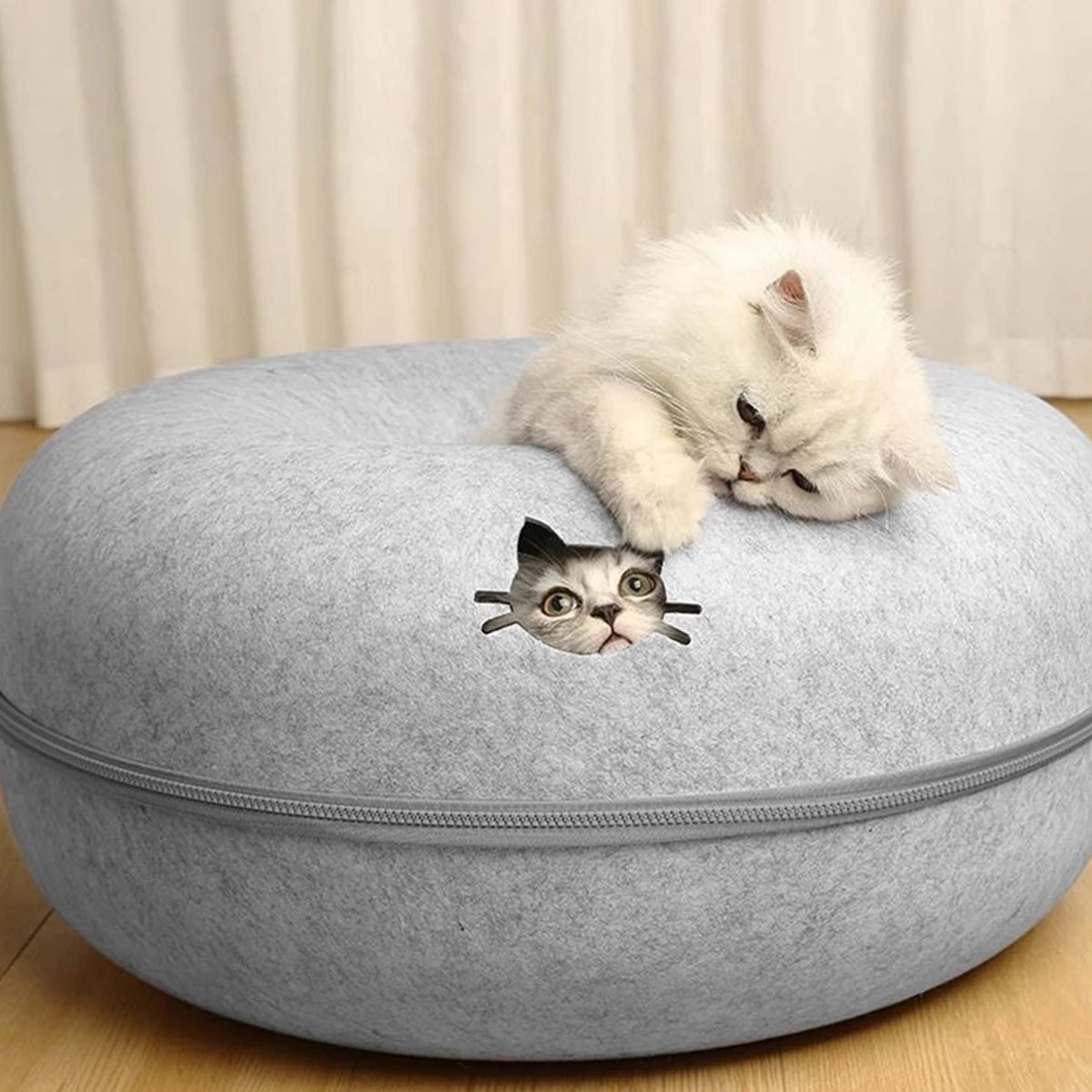 Felt Donut Cat Bed & Interactive Tunnel