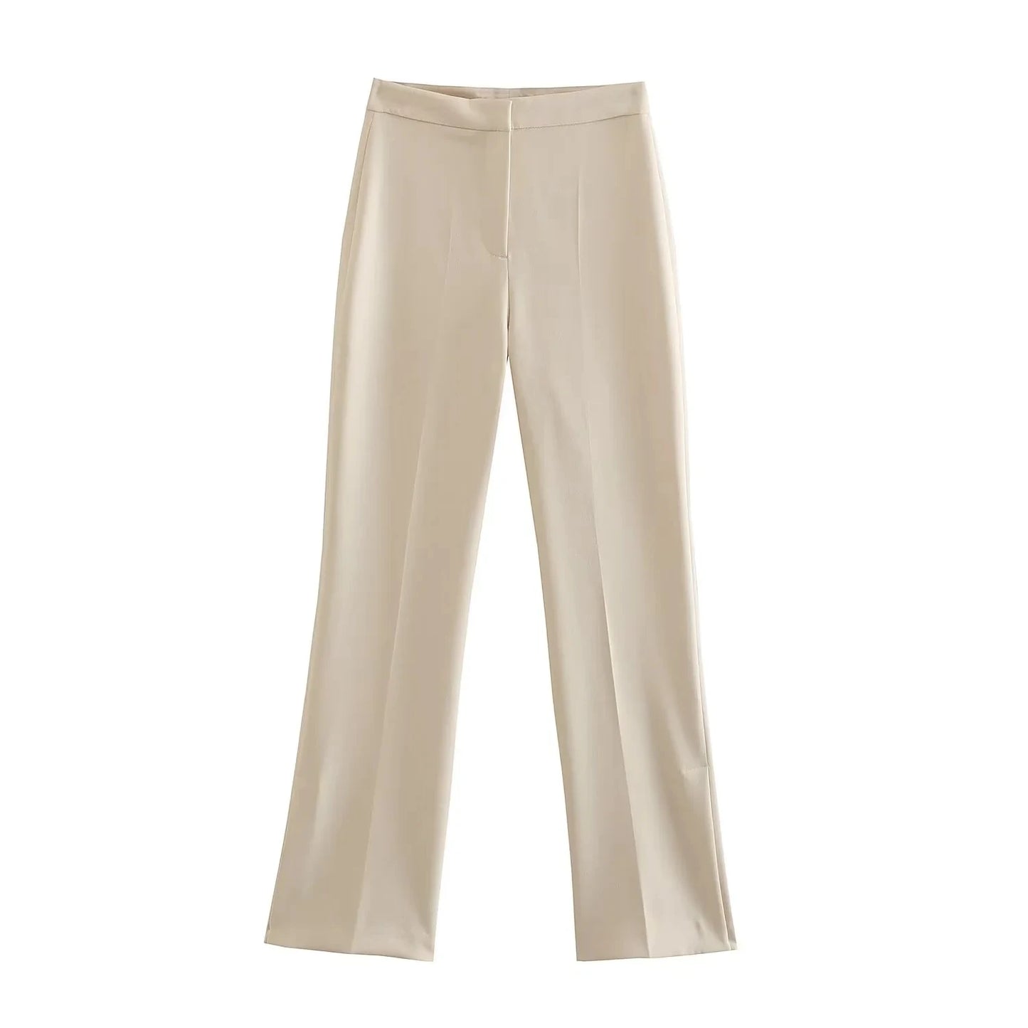 Elegant Women’s Strapless Pant Suit – Button-Up Top & Side-Slit Trousers
