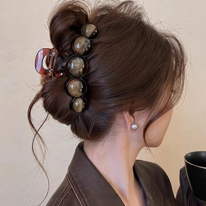 Retro Gradient Beaded Hair Claw