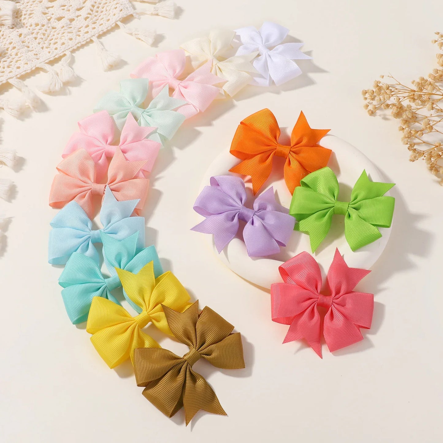 20/40PCS Candy Color Bow Hair Clip Set
