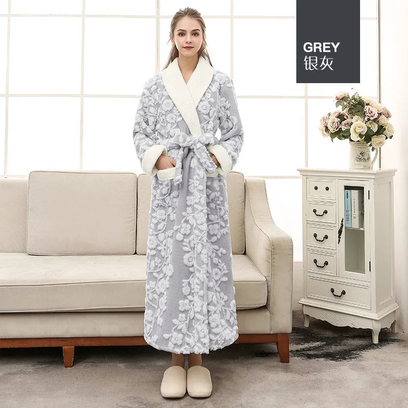Thick Flannel Jacquard Couple Bathrobe