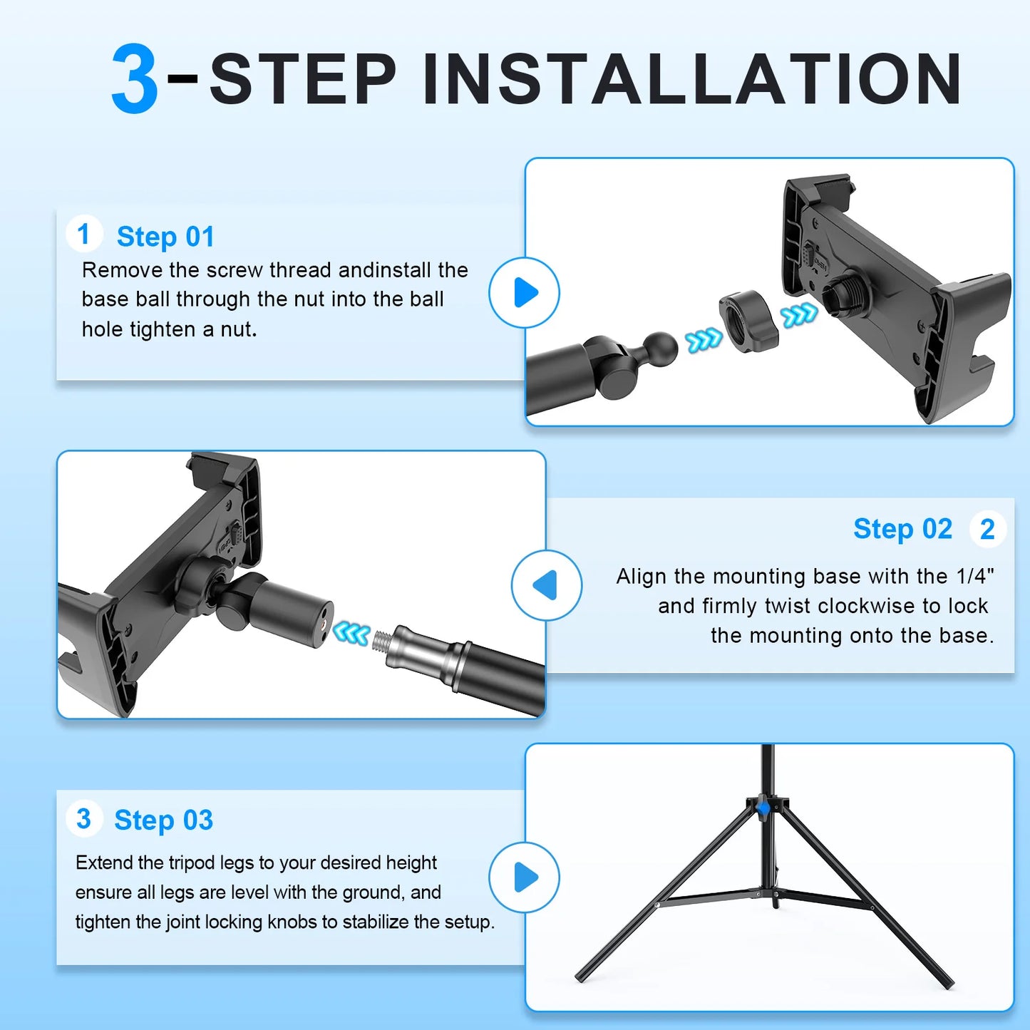Adjustable Tripod Floor Tablet Stand