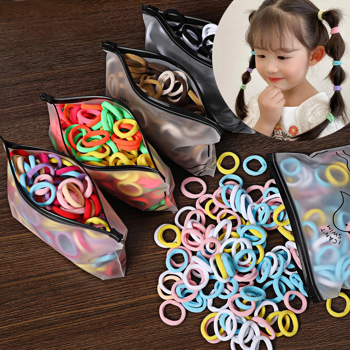 50/100PCS Colorful Nylon Hair Bands for Kids