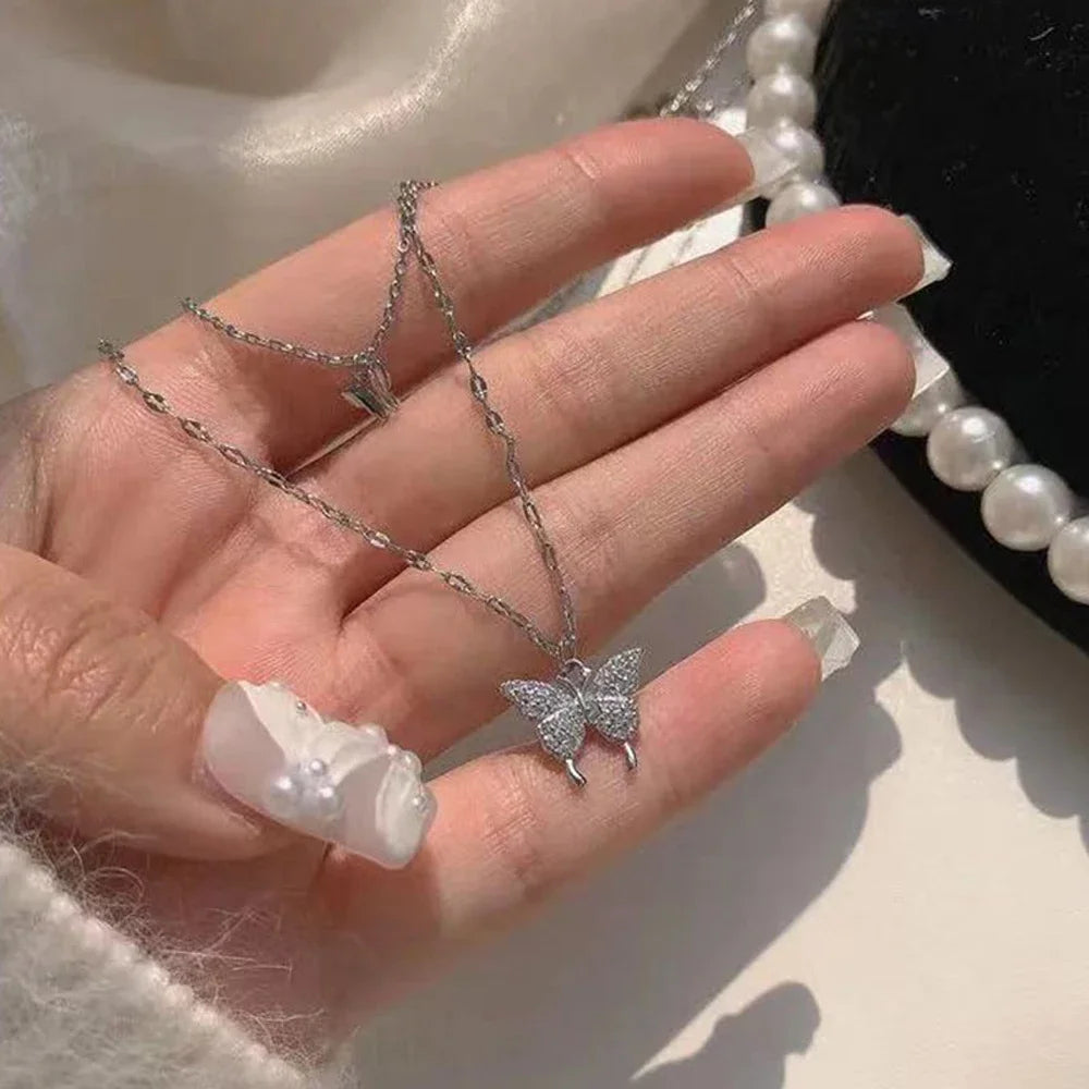SUMENG 2025 Double Layer Star & Moon Necklace